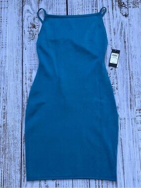 Guess Teal Blue Strappy Bodycon Mini Dress
